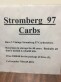 Air Intake & Fuel - Not Make Specific: Stromberg 97 Carburetors