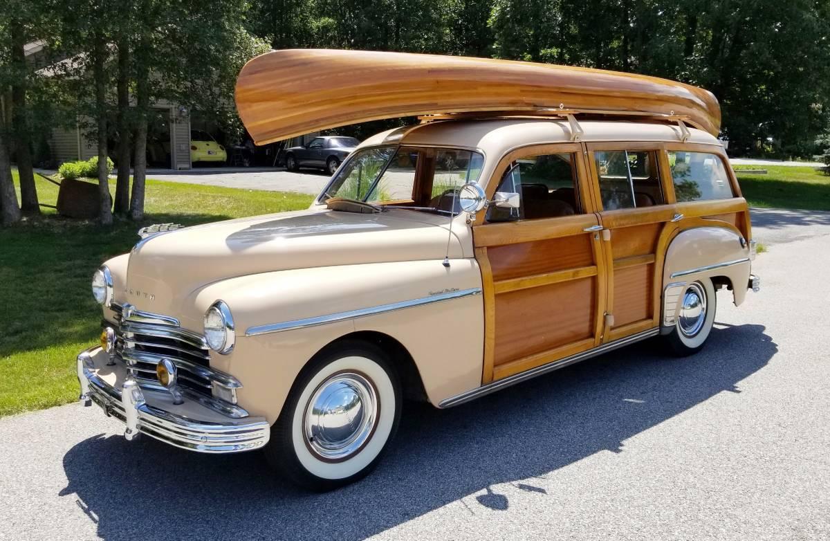 1949 Plymouth Woodie 4 Door Touring All Steel Flathead 6 Original Restored Station Wagon Stock For Sale Hotrodhotline