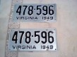 Vintage 1949 Licenses Plate