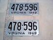 1949 Licenses Plate